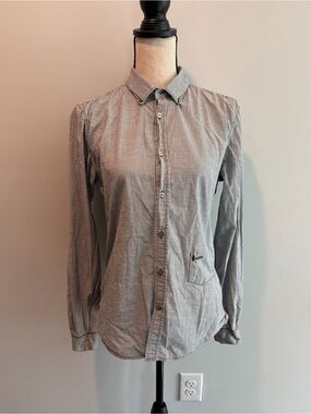 Diesel Vintage Slim Fit Button Down Gray Stripe Shirt Women’s size Large